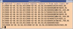 Abbildung 3: Die SQLite-Datenbank lässt sich auch mit dem Kommandozeilen-Client »sqlite3« abfragen.