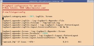 Abbildung 5: Die Log4perl-Konfiguration des Skripts. Die Fehlermeldungen landen auf STDERR, den Rest leitet das Skript automatisch in ein Logfile.