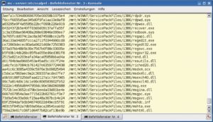 Abbildung 1: Md5sum hat eindeutige Hashwerte der Dateien eines Windows-Dateisystems erstellt. Die Werte in der ersten Spalte ziehen Ermittler zum Abgleich mit bekannten Daten heran.