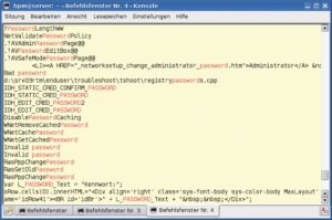 Abbildung 2: Linux-Bordmittel im Einsatz. Cat, Strings und Grep suchen nach Stichwörtern in der Windows-Partition und heben die gefundenen Einträge farblich hervor.