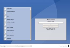 Abbildung 6: Der Displaymanager KDM zeigt neben den lokalen Benutzern auch die Benutzer aus dem Active Directory, die für eine Anmeldung in Frage kommen.