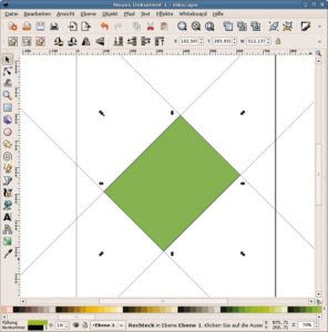 Abbildung 2: Besser geführt: Inkscape beherrscht &ndash; wie viele der aktuellen Grafik- und Layout-Programme &ndash; schräge Hilfslinien und erstellt sie zudem automatisch aus den Kanten von Objekten.