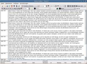 Abbildung 4: Der Story Editor erleichtert in Scribus das Bearbeiten langer Texte, gleicht den Nachteil der träge reagierenden Textrahmen allerdings nicht aus.