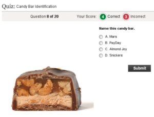 Abbildung 1: Welcher Schokoriegel mag das sein? Ein Schnittbilder-Quiz auf der Website Food.aol.com [3] verlangt Onlinern Wissen über Kalorienreiches ab.
