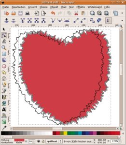 Abbildung 3: Komplexe Pfade liest Inkscape verlustfrei aus PDFs, den Umriss (hier per Hand verschoben) jedoch als eigenes Objekt.