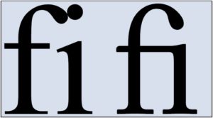 Abbildung 3: Das &bdquo;fi&ldquo; ist eine Buchstabenkombination, bei der sich der Haken des f und der i-Punkt bei vielen Schriftarten in die Quere geraten. Ligaturen lösen das Problem mit modifiziertem Design.