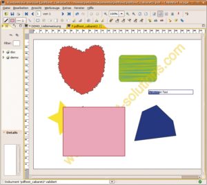 Abbildung 4: Ohne fehlerträchtigen Export und Import fügt die kommerzielle Software Cabaret Stage bestehenden PDFs neue Text- und Grafikelemente hinzu.