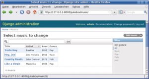 Abbildung 1: Django braucht lediglich ein Datenmodell und Filterregeln für eine benutzbare Weboberfläche.