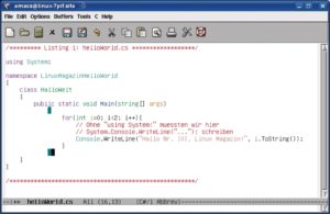Abbildung 1: Neue Aufgabe für den Veteranen: Ein frei verfügbarer Mode macht Emacs C#-tauglich.