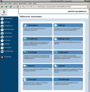 Abbildung 1: Open EMM besteht standardmäßig aus zehn flexibel miteinander kombinierbaren Modulen, Formulare und Aktionen inbegriffen.