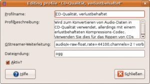 Abbildung 2: Gnac verwendet die Gstreamer-Audioprofile, die der Benutzer an seinen Bedarf anpasst.