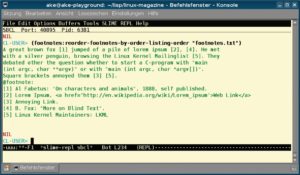 Abbildung 2: Das Gespann Emacs-Slime gibt das Resultat der Fußnoten-Programmieraufgabe aus.