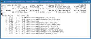 Abbildung 3: Ein Webserver unter der Lupe von Apachetop: Gerade greift ein Benutzer auf Squirrelmail zu.