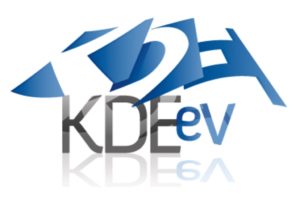 Abbildung 3: Die drei Fahnen am oberen Rand des neuen Vereinslogos stehen für die drei Zwecke des KDE e.V.: Unterstützen, Repräsentieren und Leiten.