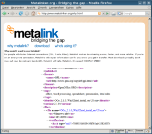 Metalinker listet Spiegelserver-Dateien in einem standardisierten XML-Format auf.