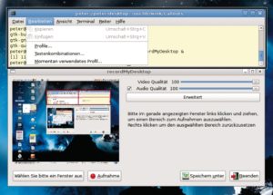 Abbildung 2: Recordmydesktop bietet eine gute Videoqualität und Performance. Anwendungsfenster wählt es, anders als Xvidcap, inklusive Dekoration aus.