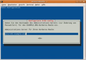 Abbildung 2: Auch den Administrationsserver für den Kerberos-Realm trägt der Administrator bereits bei der Installation ein.