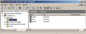 Abbildung 4: Nach erfolgreichem Beitritt zur Domäne legt Likewise einen Maschinenaccount für den Rechner »ubuntu« im Active Directory an.