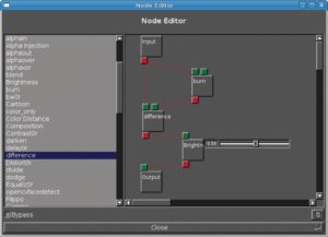 Abbildung 2: Leistungsfähig, aber kompliziert zu bedienen: Der grafische Node-Editor in Openmovieeditor lässt dem Anwender bei den Effekten alle erdenklichen Freiheiten, fordert aber viel Know-how und Zeit zum Probieren.