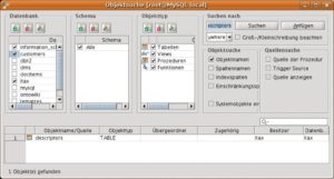 Abbildung 4: Die Suche nach Datenbankobjekten kann der Admin auf bestimmte Kategorien, Schemas oder Datenbanken einschränken.