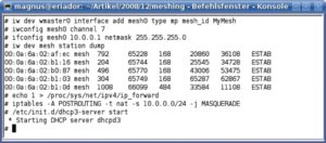 Abbildung 5: Unterstützt die Wirelesskarte den neuen Mesh-Mode nach IEEE 802.11s, lässt sich ein Mesh-Interface mit dem Kommando »iw« anlegen.