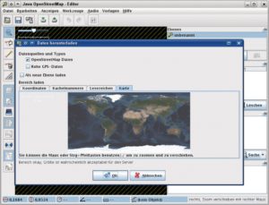 Abbildung 6: Der in Java geschriebene Editor für Openstreetmap JOSM bearbeitet Benutzerkarten anhand von GPS-Daten oder lädt dafür Onlinekarten.