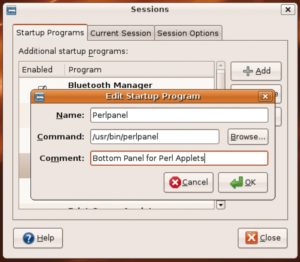 Abbildung 6: Mit dieser Konfiguration startet der Gnome Session Manager Perlpanel jeweils beim Einloggen.