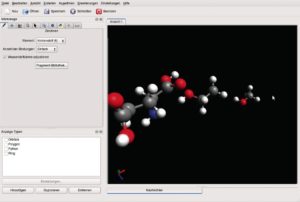 Abbildung 1: In Avogadro navigiert der Benutzer per Mausklick durch selbst gebaute Molekülstrukturen. Vergrößern, Verkleinern und Drehen erledigt der 3D-Renderer souverän.