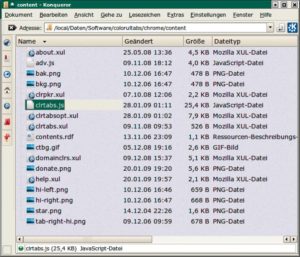 Abbildung 1: Noch überschaubar: Die meisten Firefox-Extensions bestehen aus wenigen Hundert Zeilen Javascript- und XUL-Code, der sich mit vertretbarem Aufwand zum Beispiel auf Nach-Hause-Telefonierer ansetzen lässt.
