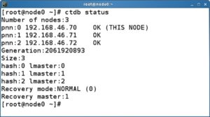 Abbildung 3: Das gern benutzte Kommando »ctdb status« informiert über den Clusterstatus.