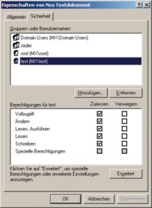 Abbildung 4a und b: Von Windows aus lassen sich erweiterte Berechtigungen auf einem Samba-LDAP-Domänencontroller vergeben – den auf dem Access Control Lists sei Dank.