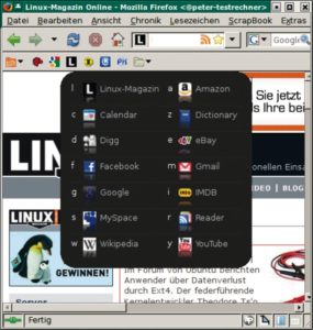 Abbildung 7: Auf dem Präsentierteller: Auf Tastendruck öffnet Site-Launcher eine benutzerdefinierte Auswahl von Webseiten.
