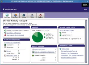 Abbildung 7: IBMs Storage Manager bietet eine gute Übersicht und unterstützt den Admin bei der Array-Konfiguration.