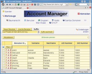 Abbildung 7: Die Online-Demo von Lam zeigt: Lam ist eher ein auf das Netzwerkmanagement zugeschnittenes, durchaus gelungenes Frontend für PHP-LDAPadmin. Die kommerzielle Version dürfte dabei nur für wenige Admins nötig sein.