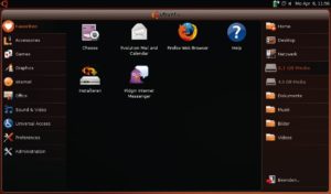 Abbildung 2: Komfort auf kleinen Desktops: Mit dem Netbook-Launcher lassen sich Anwendungen auf kleinen Displays leichter starten als über einen Menübaum.