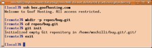 Abbildung 2: Per Hand legt man Server-seitig ein leeres Repository namens »buy.git« an.