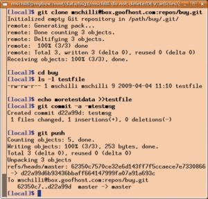 Abbildung 4: Weitere Clients können nun das Remote-Repository klonen und mit »git push« ihrerseits Änderungen auf der Server-Seite einspielen.