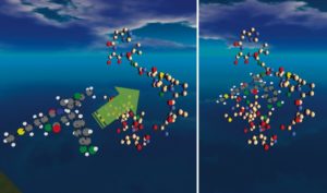 Abbildung 3: Second Life im Dienst der Wissenschaft: Ein Ugi-Produkt dockt an das Enzym Enoyl-Reduktase an. So dient das virtuelle Spiel-Universum ernsthafter Pharma-Forschung.