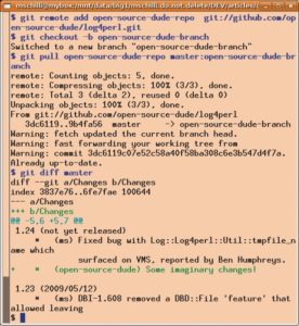 Abbildung 11: Sieht das Patch interessant aus, zieht der Maintainer es auf einen neuen Branch des Projekts.