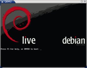 Abbildung 2: Schaut nach wenig aus, hat es aber in sich: Das hier bootende Debian-system liegt in einem komprimierten Image auf der Festplatte vor, dass mit Affuse über Fuse gemountet ist. Entpacken ist unnötig.