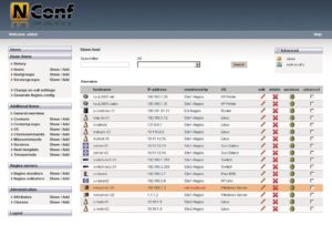 Abbildung 2: Das Webinterface von Nconf präsentiert sich aufgeräumt und übersichtlich. Zu lang darf die Liste allerdings nicht werden. Auf dem Wunschzettel an das Projekt steht eine schnelle Ajax-Suche.