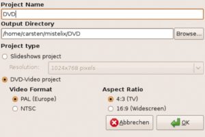 Abbildung 5: Mistelix unterstützt PAL und NTSC sowie verschiedene Seitenverhältnisse für die Video-DVDs.