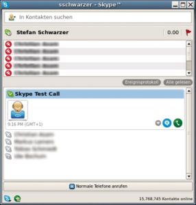 Abbildung 7: Skype, hier der Linux-Client, arbeitet hinter den meisten Firewalls und NAT-Routern problemlos, steht allerdings nicht unter einer freien Lizenz.