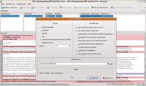 Abbildung 1: Der Dialog zur Auswahl der Diff-Optionen erlaubt das Feintuning von Kompare. Am unteren Fensterrand erscheinen die Parameter des Shellbefehls zum Vergleich.