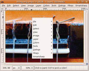 Abbildung 11: Der neue Menüpunkt »Smartsharp« für das selbst geschriebene Plugin taucht am Ende von Gimps Image-Kontext auf.
