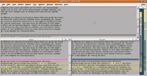 Abbildung 3: Im oberen Fensterbereich zeigt Xxdiff das Ergebnis der »Merge«-Operation. Leider bietet das Programm als einziger Testkandidat keine Möglichkeit, den Zeichensatz einzustellen.
