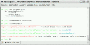 Abbildung 2: Der schreibende Zugriff auf den äußeren Scope scheitert in Python 2.*