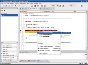 Abbildung 1: Monodevelop 2.0 Alpha 2 unterstützt das Debuggen von managed wie auch native Code und hat sich gegenüber Version 1.0 stark weiterentwickelt.