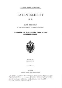 Abbildung 2: Das erste Patent in Deutschland hatte „Rothe Ultramarinfarbe“ zum Inhalt. (Quelle: DPAM)