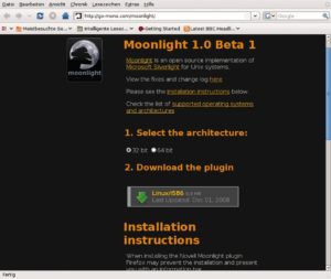 Abbildung 2: Die freie Silverlight-Implementation Moonlight liegt nicht nur vorkompiliert, sondern auch im Quelltext vor &ndash; damit hängen die Anwender nicht allein von der Linux-Politik des Herstellers ab.